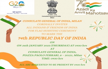 Celebration of 74th Republic Day of India at Consulate General of India, Milan
